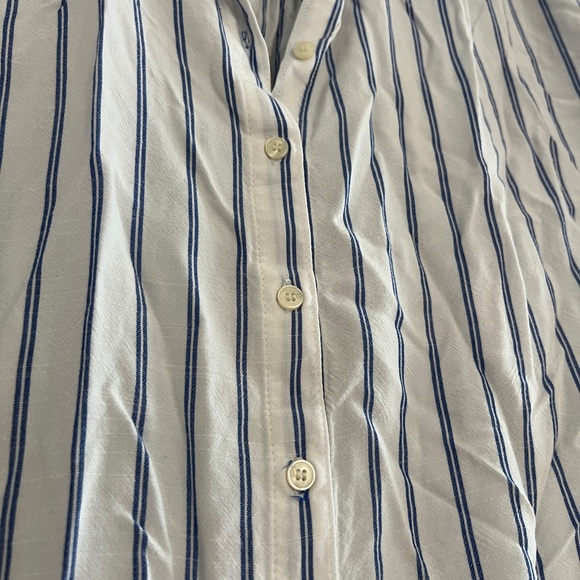 LOFT Blue and White Casual Button Down Shirt - Picture 6 of 11